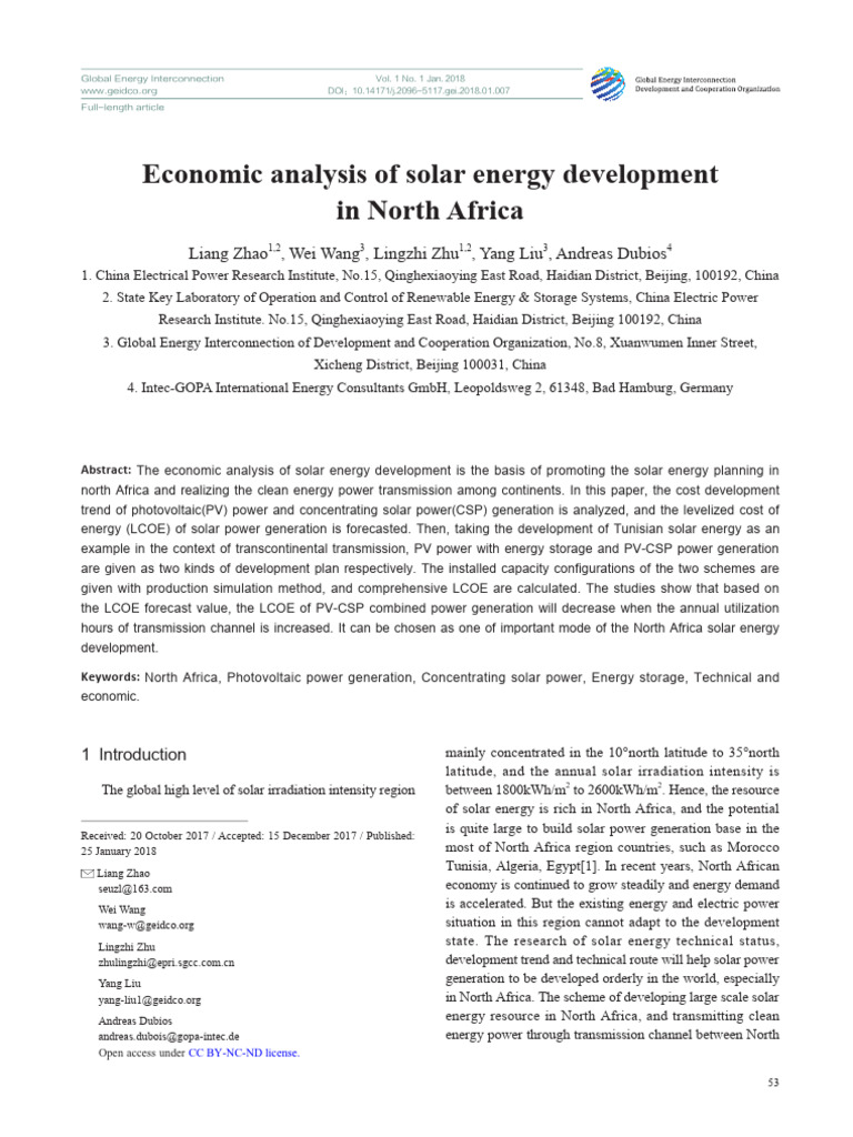 Economic Analysis of Solar Energy in North Africa | PDF | Photovoltaics ...