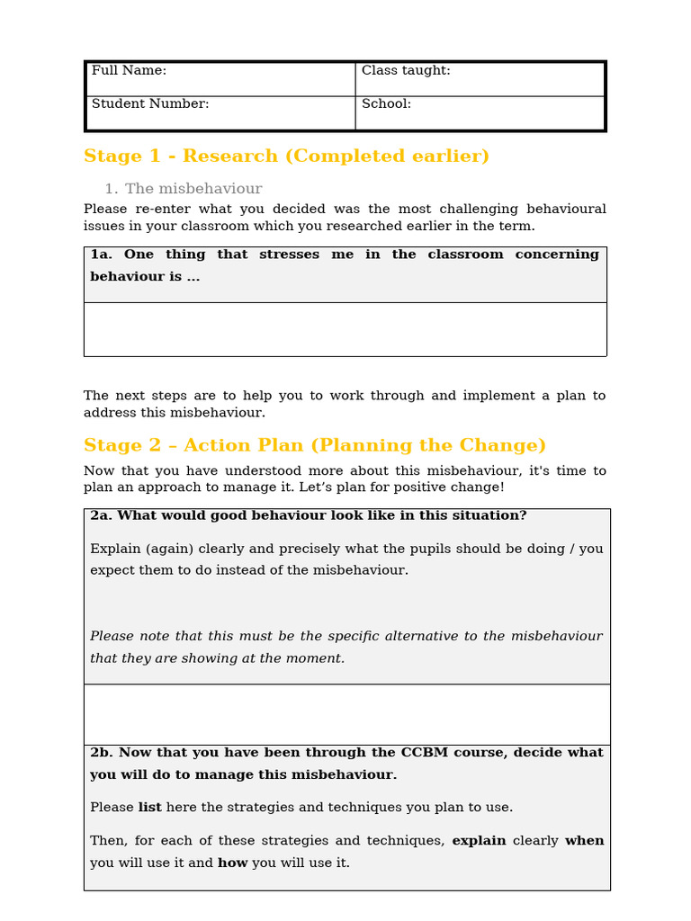 Classroom Behavior Management Plan | PDF | Learning | Cognition