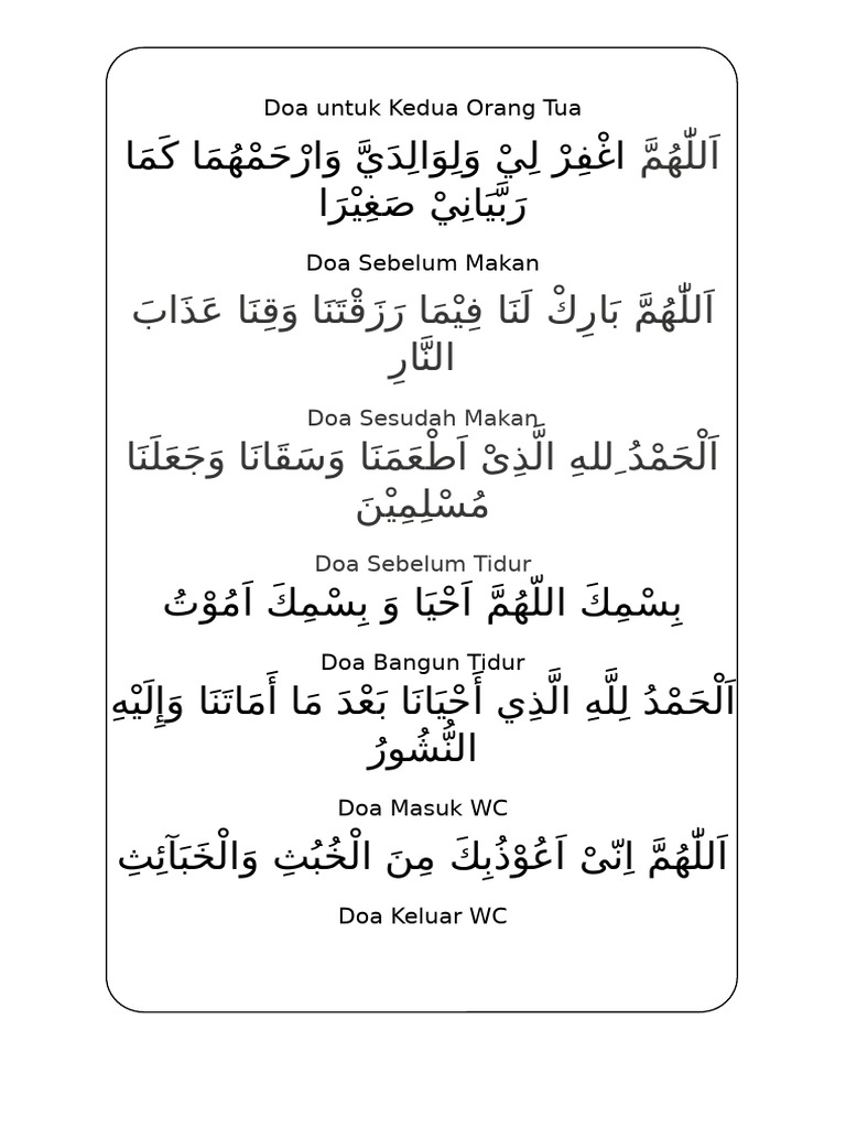 Doa Untuk Kedua Orang Tua PDF