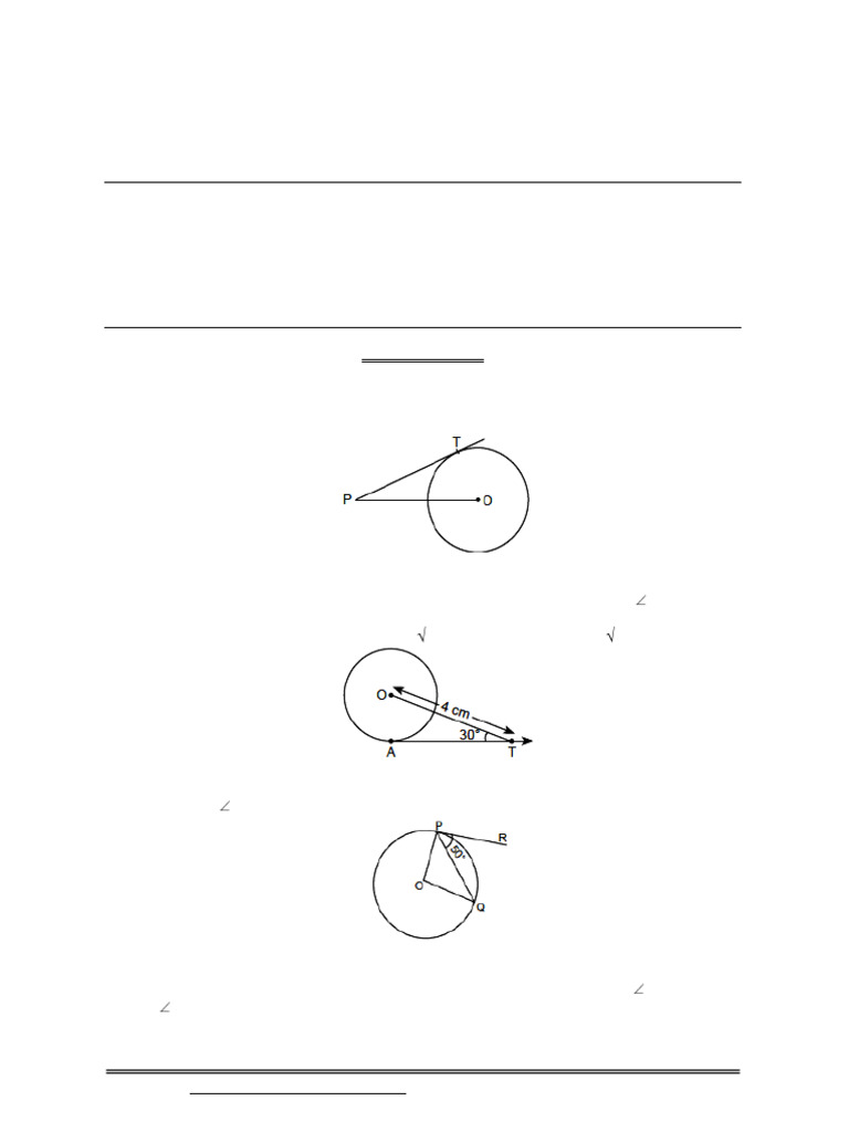 Class X Mathematics Circles Practice Paper Pdf Circle Perpendicular