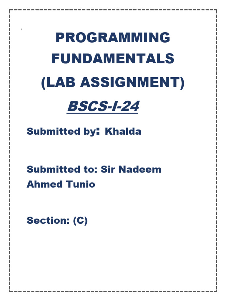 Programming Fundamentals Lab Assignment | PDF