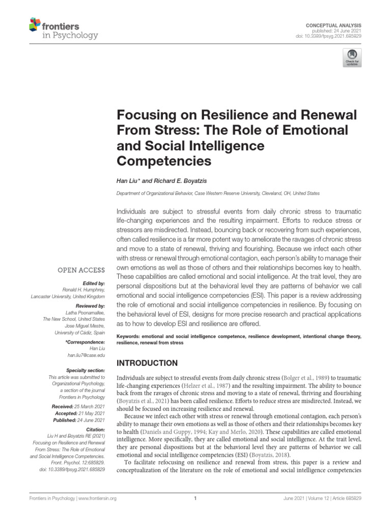 Resilience Through Emotional Intelligence | PDF | Psychological ...