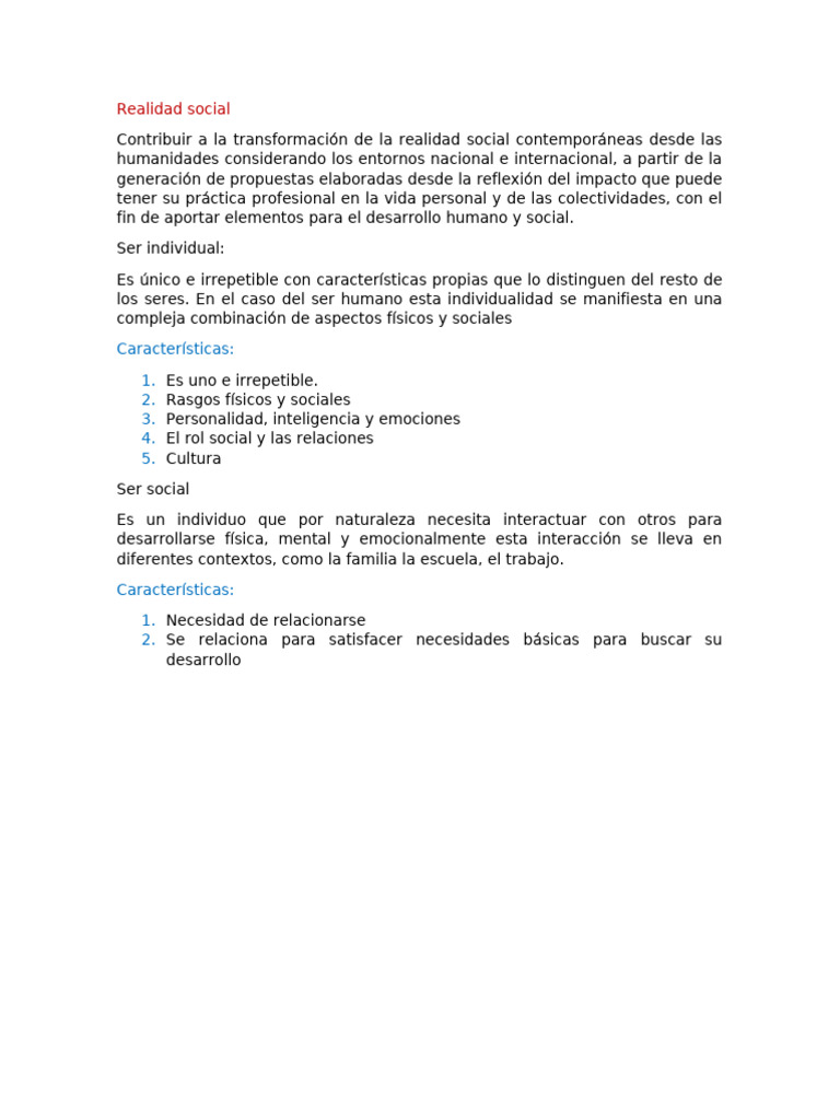 Transformación de la Realidad Social | PDF