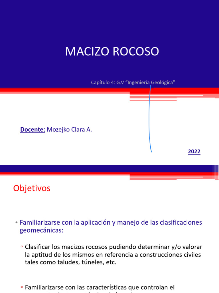 Clasificación y Comportamiento del Macizo Rocoso | PDF | Ingeniero ...