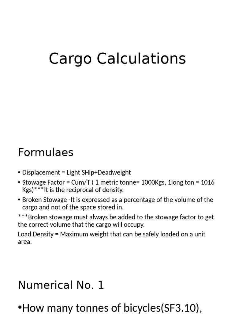 Cargo Stowage and Load Calculations | PDF | Mechanical Engineering ...