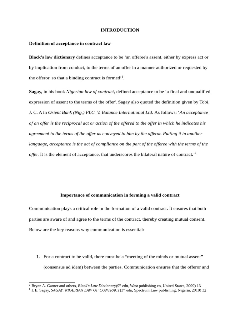Understanding Acceptance in Contract Law | PDF | Offer And Acceptance ...