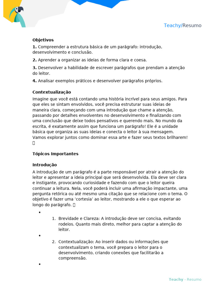 Estrutura de Parágrafos Eficazes | PDF | Parágrafo | Abstract (resumo)