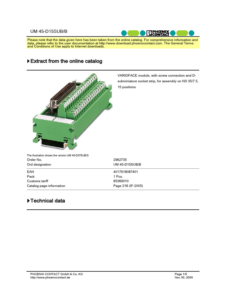 UM-45-D15 Analog Terminal | PDF | Electrical Engineering | Electricity