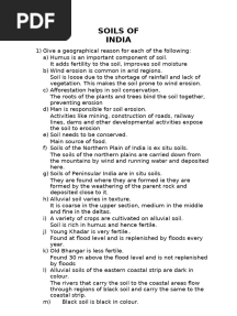 Geo - ICSE class 10 -SOILS OF INDIA- revision with answers