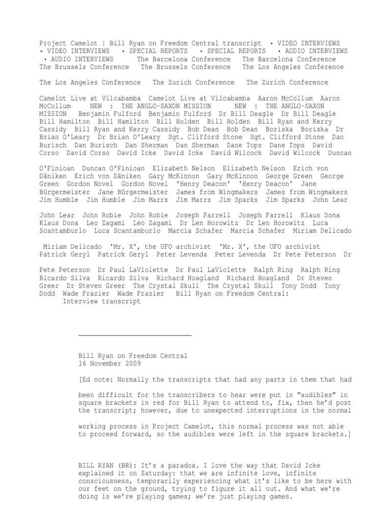 Project Camelot Bill Ryan On Freedom Central Transcript | PDF | Reality ...