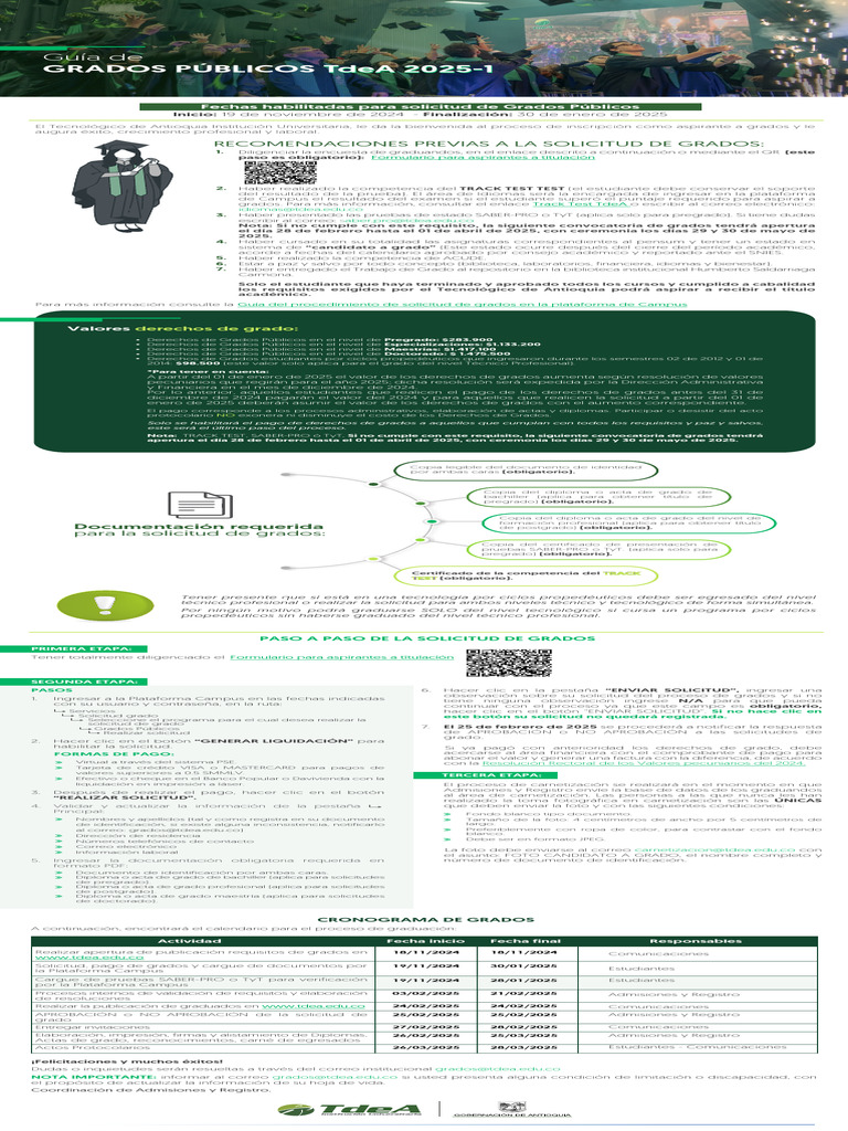 Proceso de Grados TdeA 2025-1 | PDF | Diploma