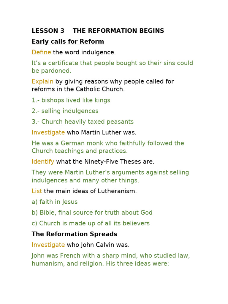The Reformation: Key Figures and Ideas | PDF