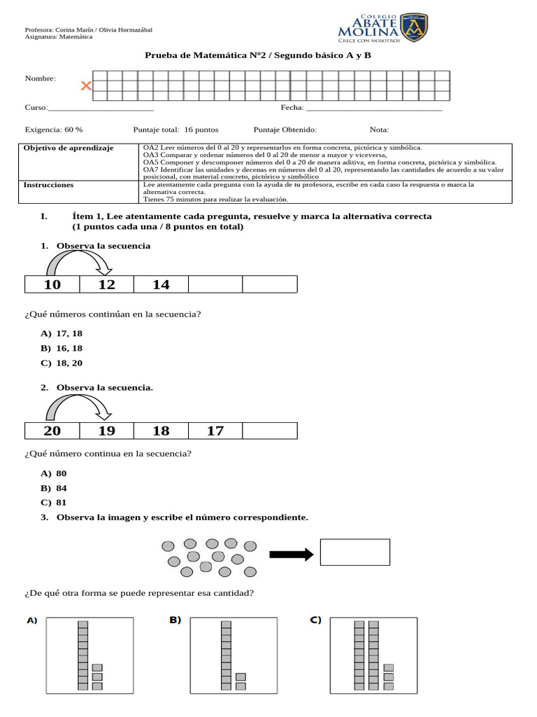 2° A y B Prueba 1 Adaptada | PDF