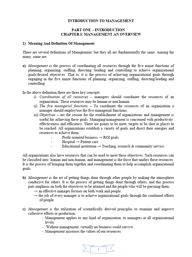 Overview of Management Principles | PDF | Goal | Skill