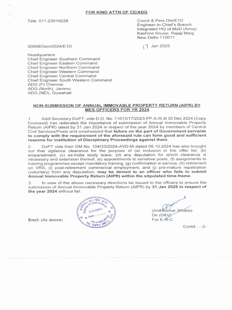 Non-Submission of Annual Immovable Property Return (Aipr) Bymes ...