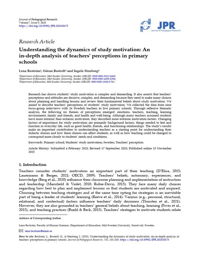 Understanding The Dynamics of Study Motivation | PDF | Motivation ...