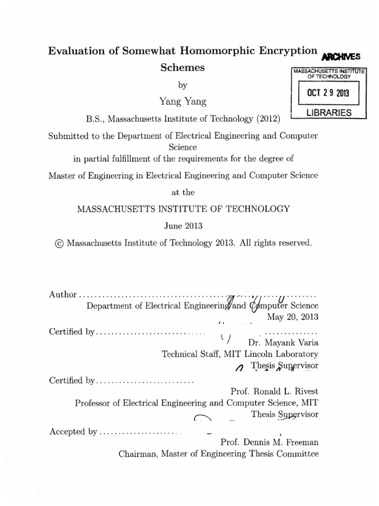 Evaluation of Somewhat Homomorphic Encryption | PDF | Cryptography ...
