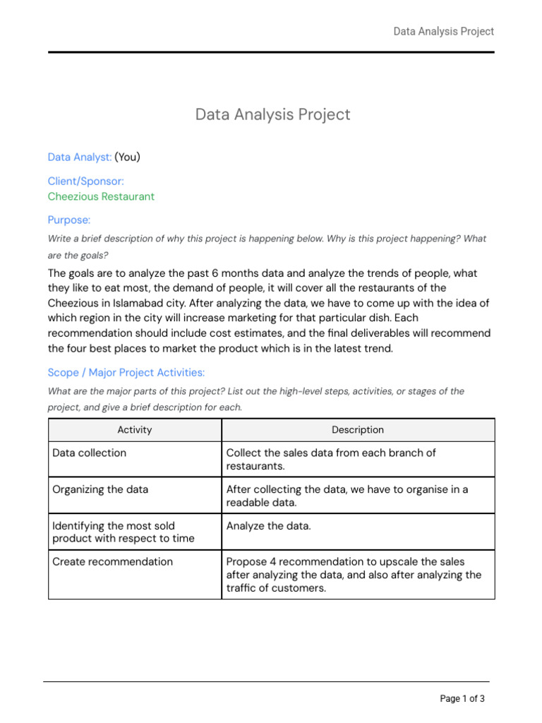 Scope of Work Template | PDF | Data Analysis | Data