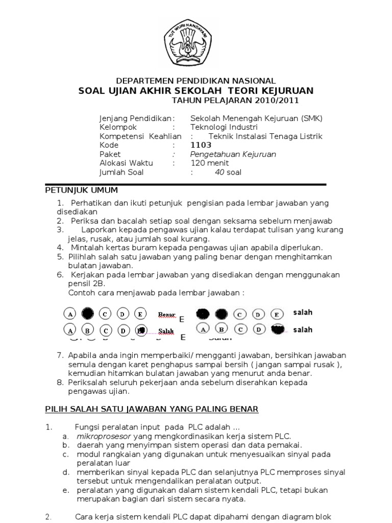 Contoh Soal Dan Jawaban Instalasi Penerangan Listrik Kelas