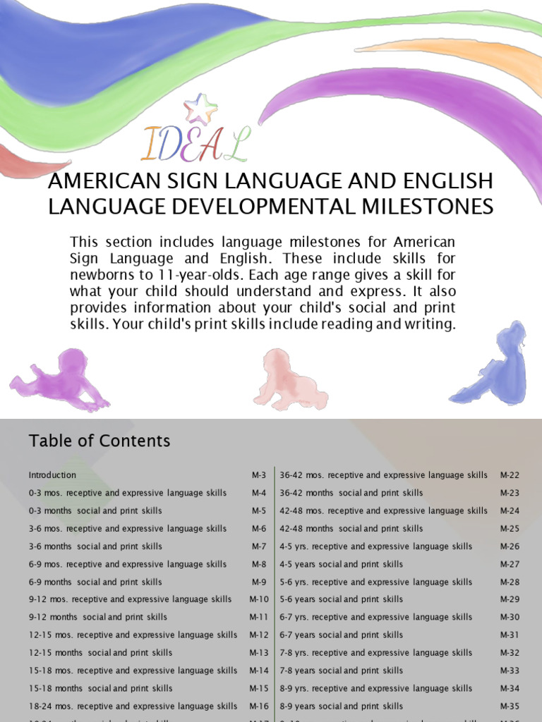ASL and English Language Milestones | PDF | American Sign Language ...