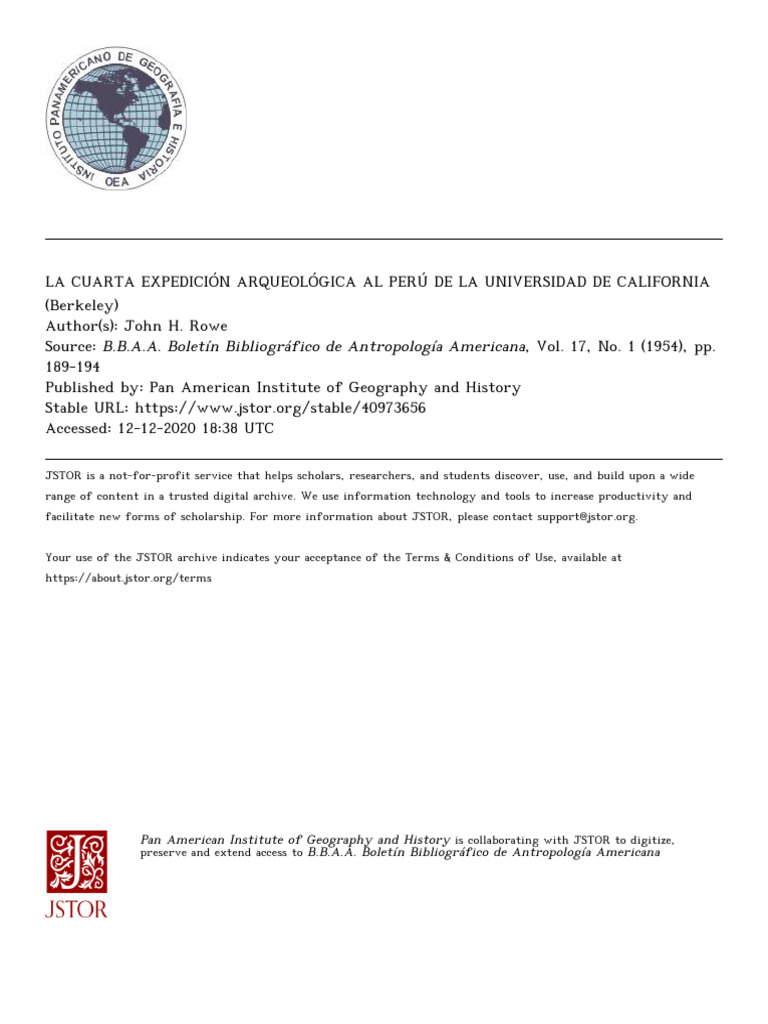 Rowe J - 1954 - La Cuarta Expedicion Arqueologica de La Universidad de ...