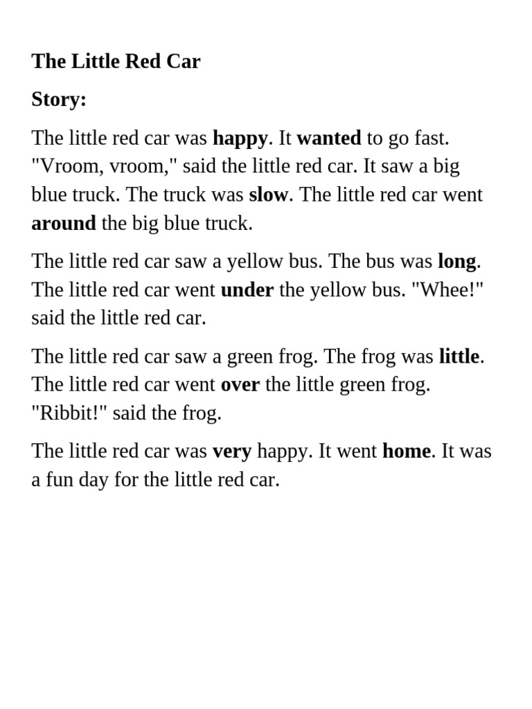The Little Red Car's Adventure | PDF