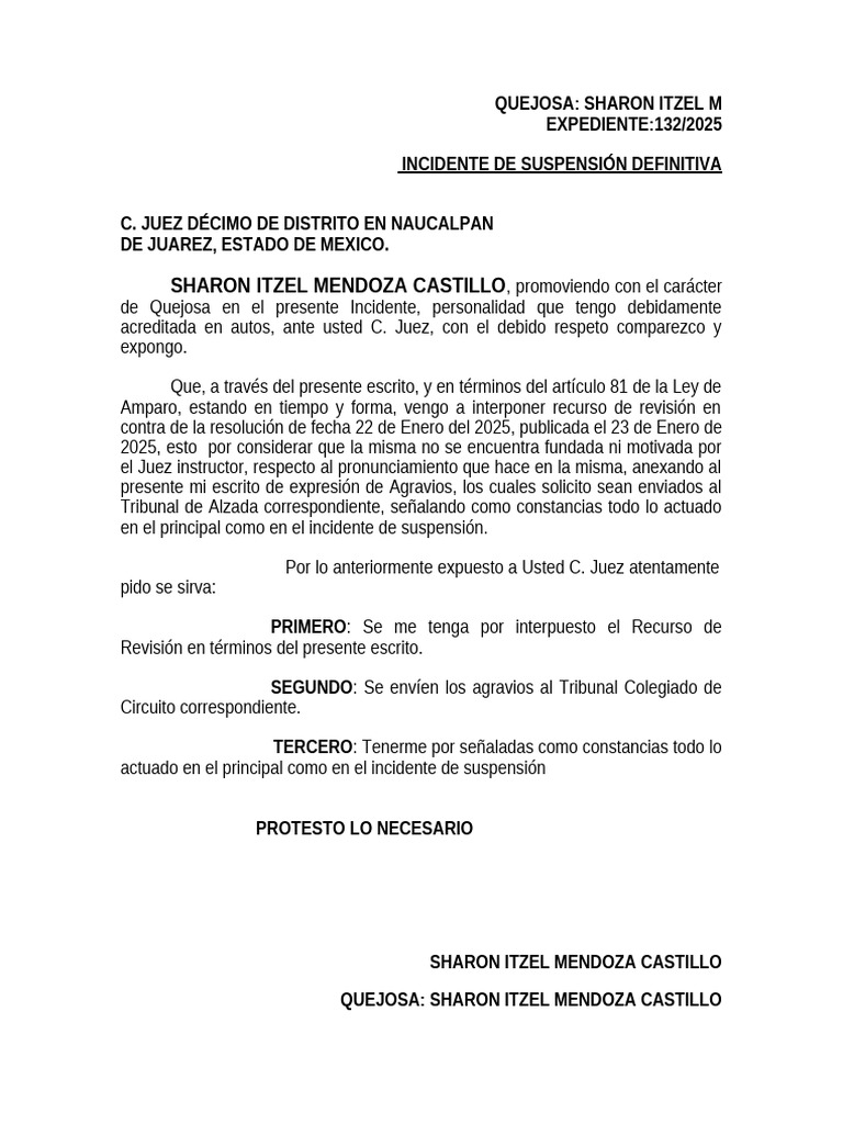 Recurso de Revisión en Amparo 132/2025 | PDF | Justicia | Crimen y ...