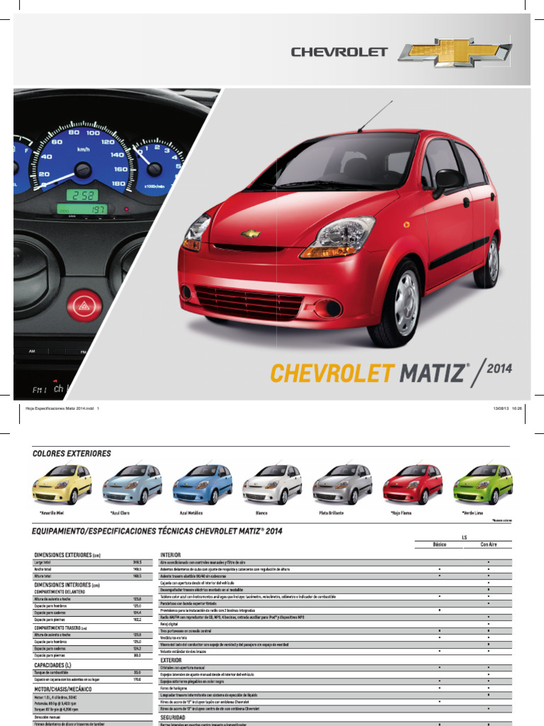Especificaciones Matiz 2014 | PDF