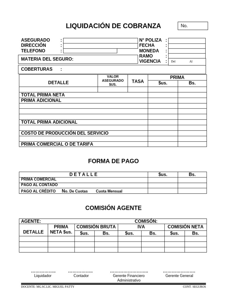Liquidación de Cobranza de Seguros | PDF