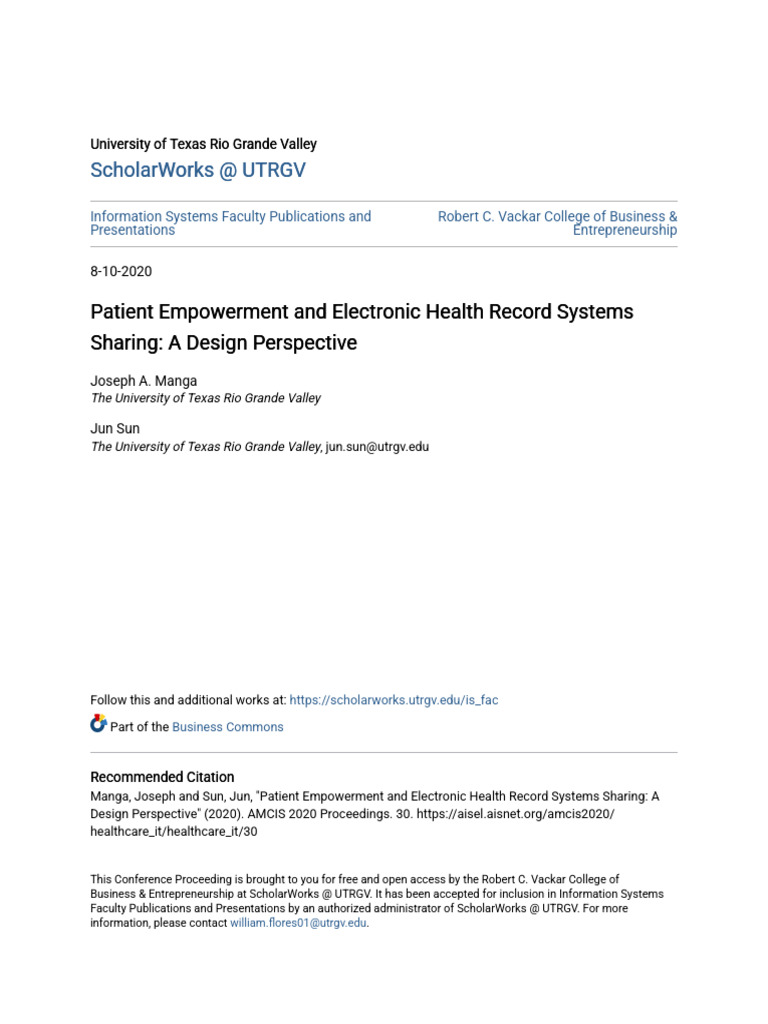 Patient Empowerment and Electronic Health Record Systems Sharing | PDF ...