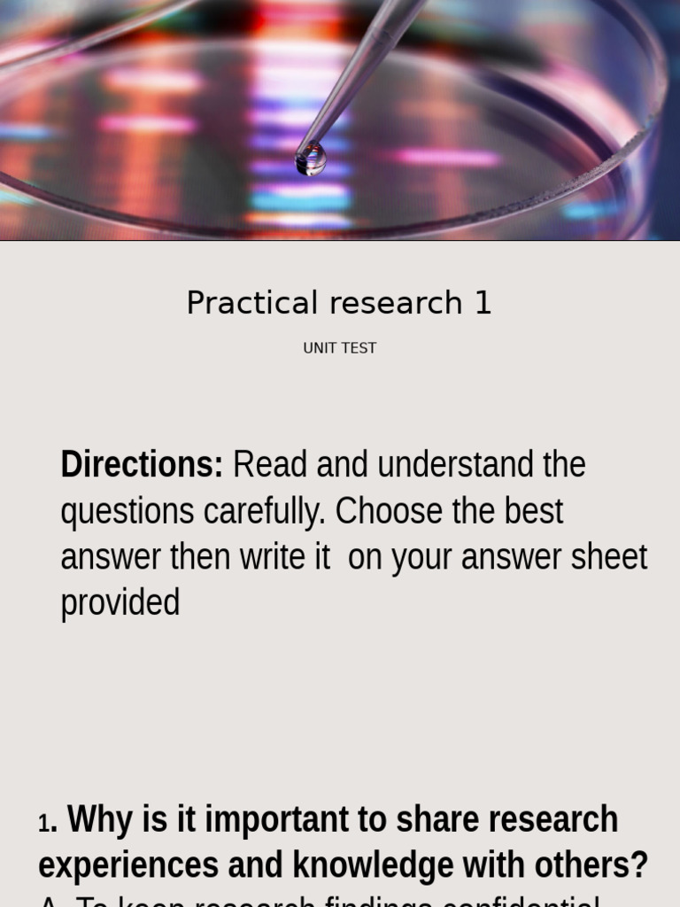 Unit Test PR 1 Feb 7 25 | PDF | Qualitative Research | Scientific Method