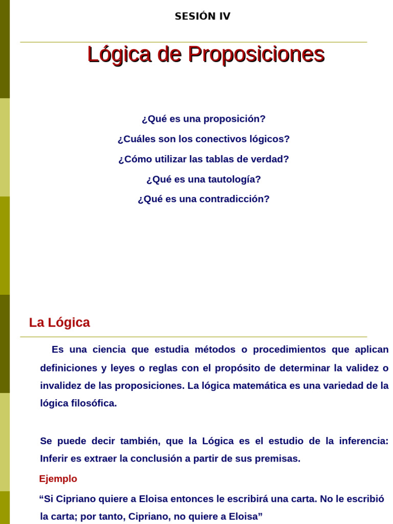 Proposiciones y Valores de Verdad | PDF | Proposición | Si y solo si