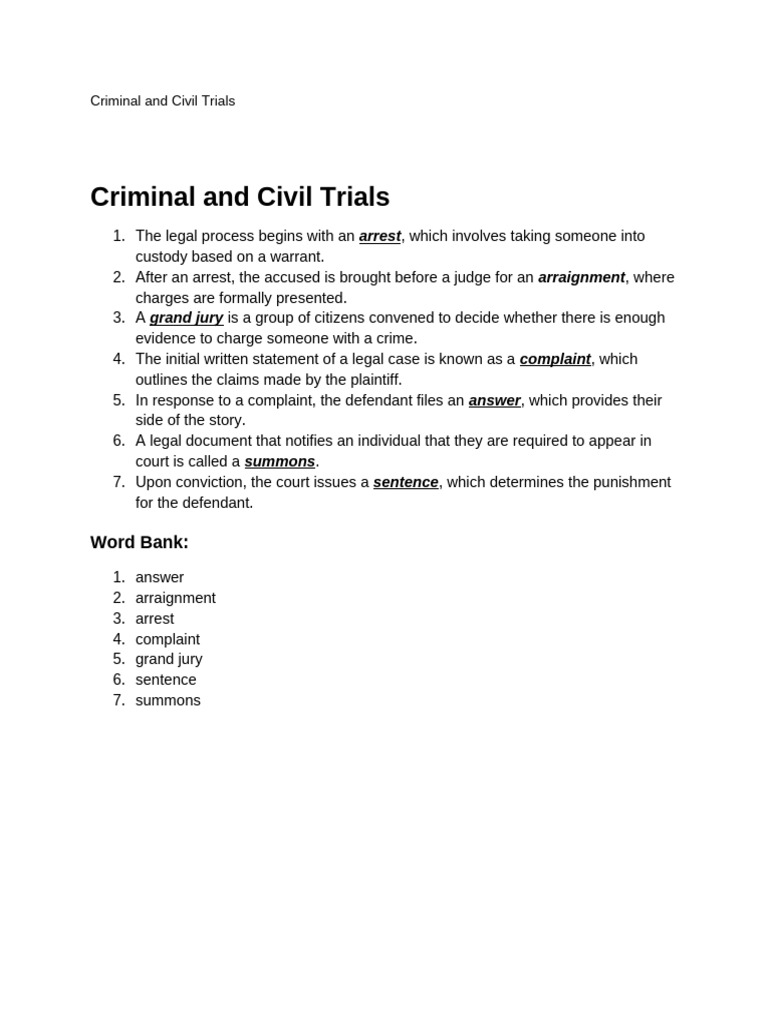 Overview of Criminal and Civil Trials | PDF