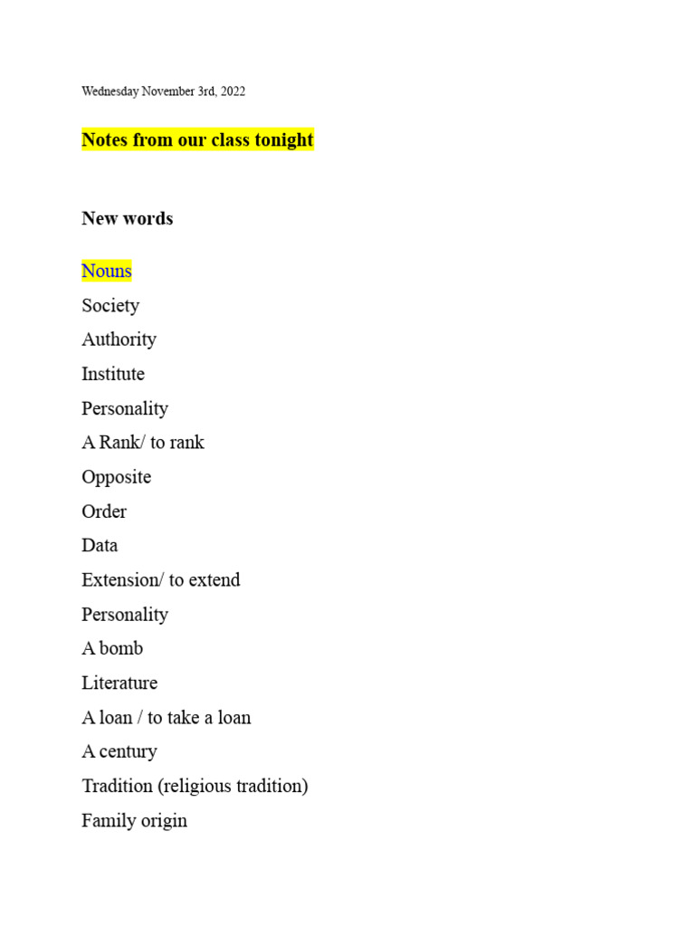 Lesson 4 - Notes - Wednesday November 3rd, 2022 | PDF