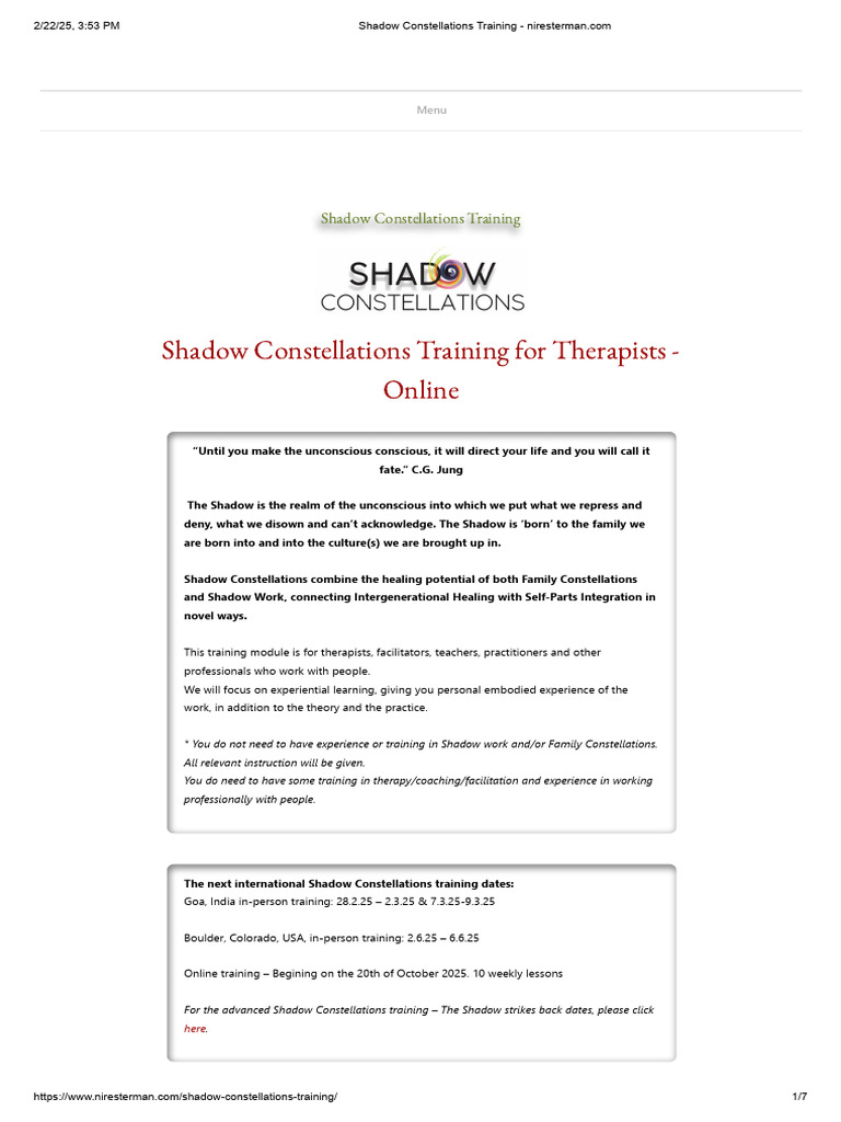 Shadow Constellations Training | PDF | Shadow (Psychology) | Empathy