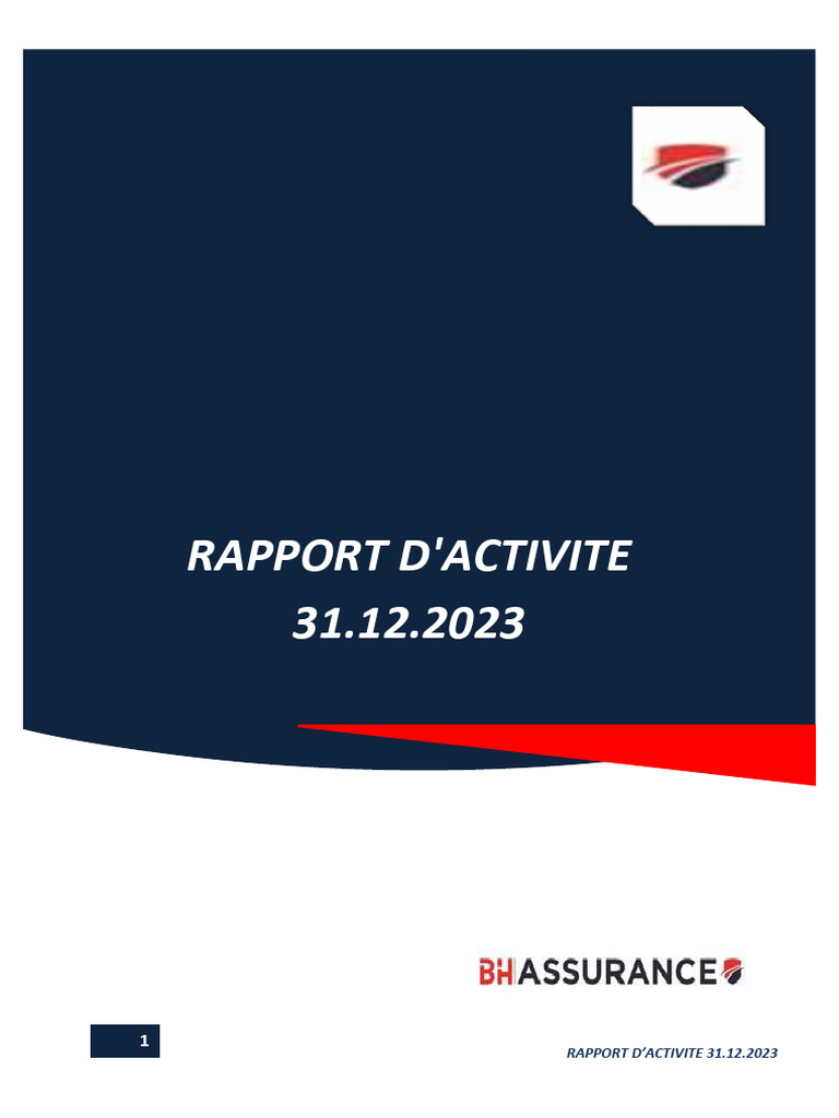Rapport d'Activité 2023 de BH Assurance | PDF | Assurance | Stimulus ...
