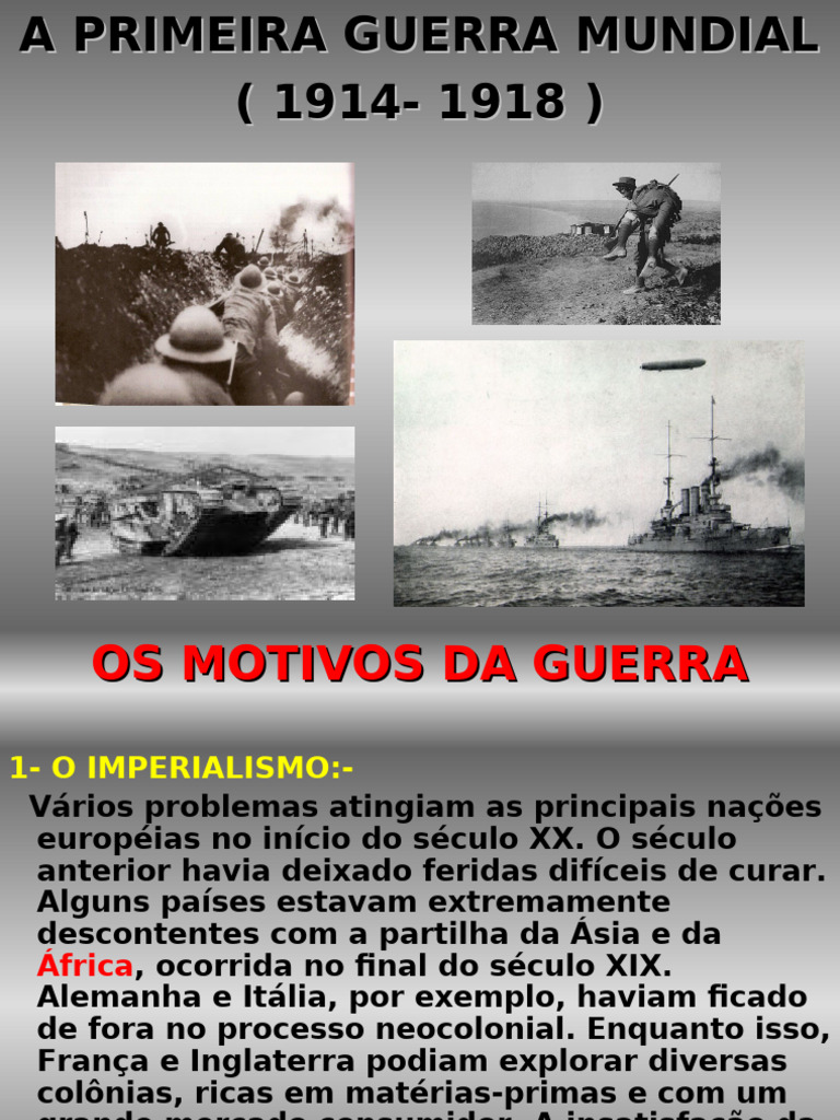 Causas da Primeira Guerra Mundial | PDF | Aliados da Primeira Guerra ...