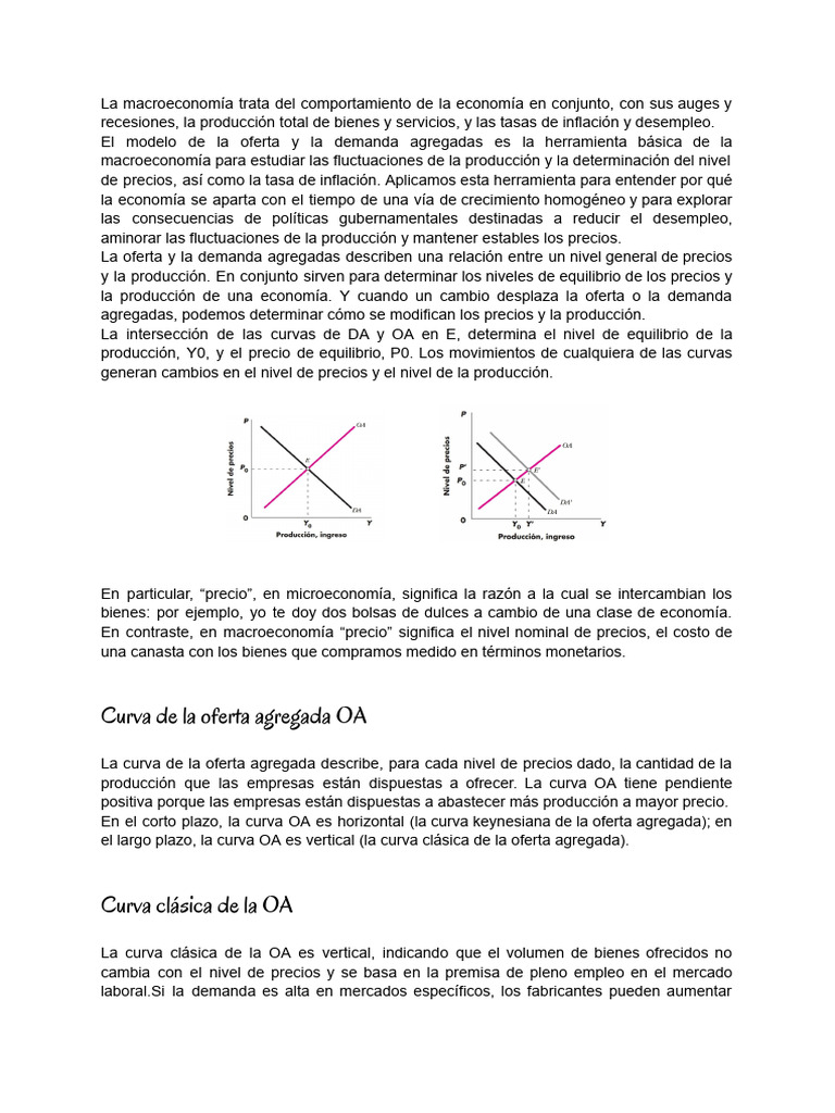 Curva de La Oferta Agregada OA | PDF | Oferta (economía) | Precios