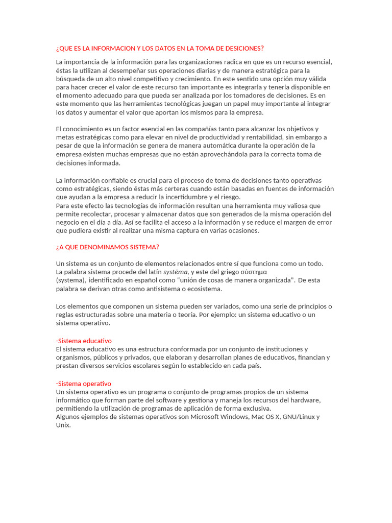 Información y Datos en Decisiones Empresariales | PDF | Software ...