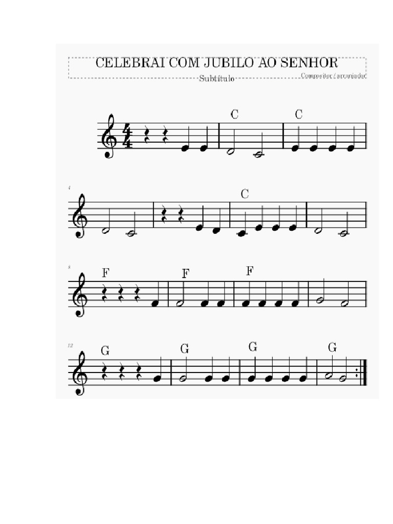 Celebrai Com Jubilo Ao Senhor Cifrado | PDF