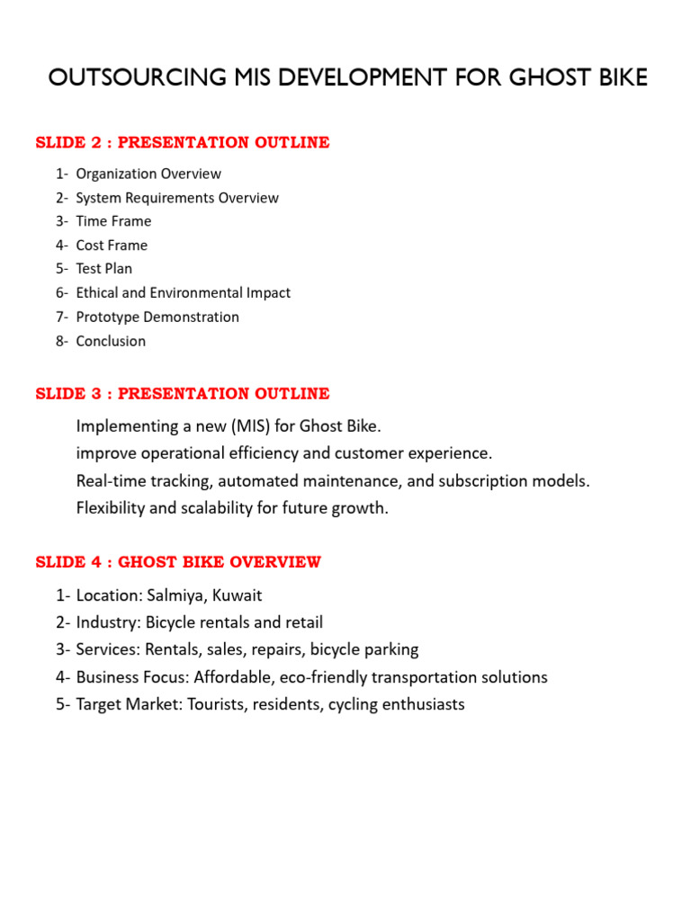 Outsourcing MIS Development for Ghost Bike | PDF | Sustainable ...