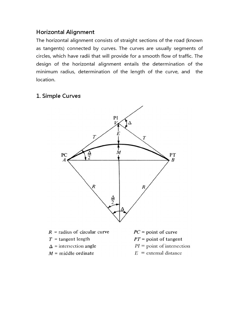 Horizontal Alignment in Road Design | PDF