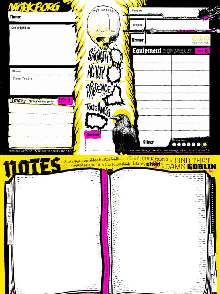 Mörk Borg Character Sheet Guide | PDF | Role Playing Games | Tabletop Games