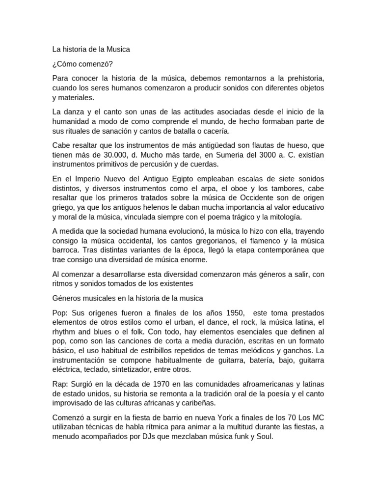 La Historia de La Musica | PDF | Notación musical | Instrumentos musicales