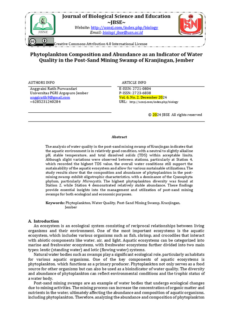 JBSE - Phytoplankton Composition and Abundance - Anggraini Ratih - No ...