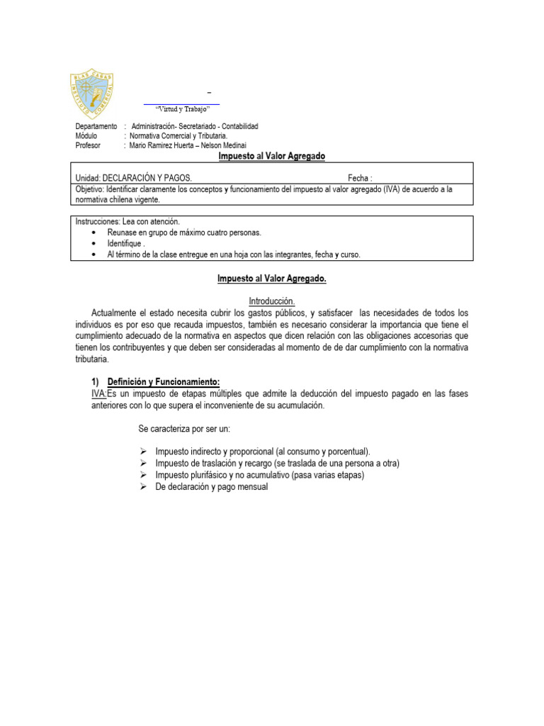 Funcionamiento del IVA en Chile | PDF | Impuesto al valor agregado ...