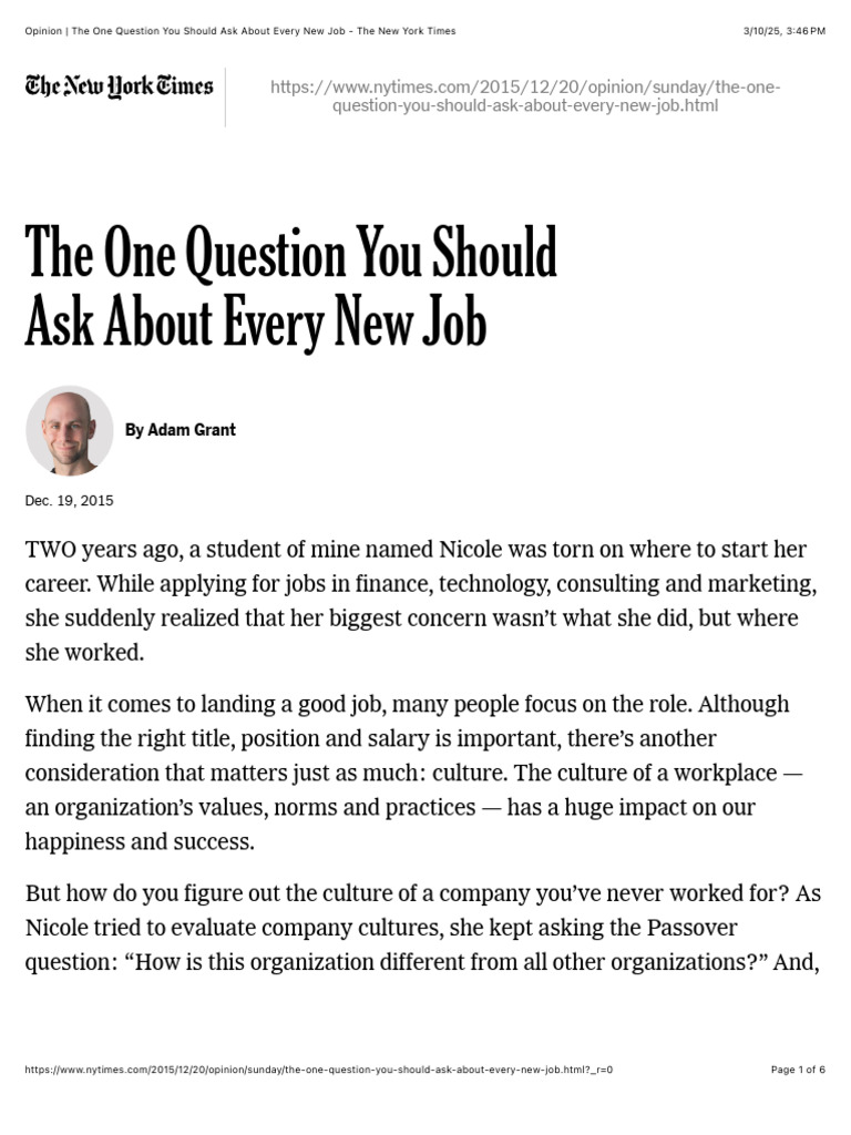 Opinion The One Question You Should Ask About Every New Job The New(02)