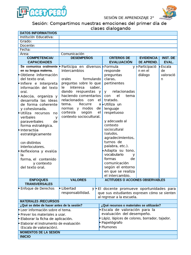 Emociones en el Primer Día de Clases | PDF | Las emociones | Aprendizaje
