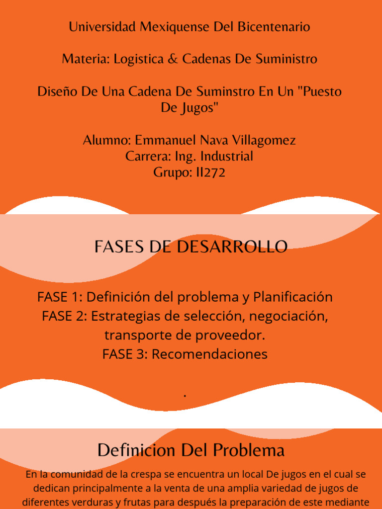 Diseño de Cadena de Suministro en Jugos | PDF | Planificación de ...
