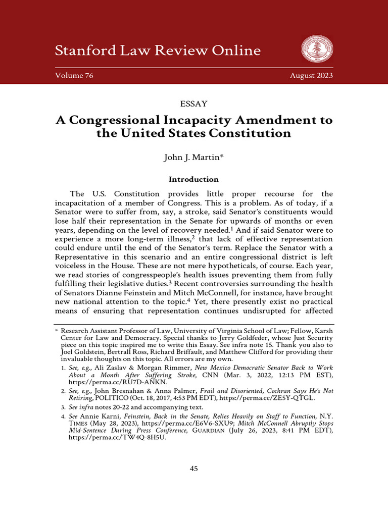 Congressional Incapacity Amendment Proposal | PDF | Presidents Of The ...
